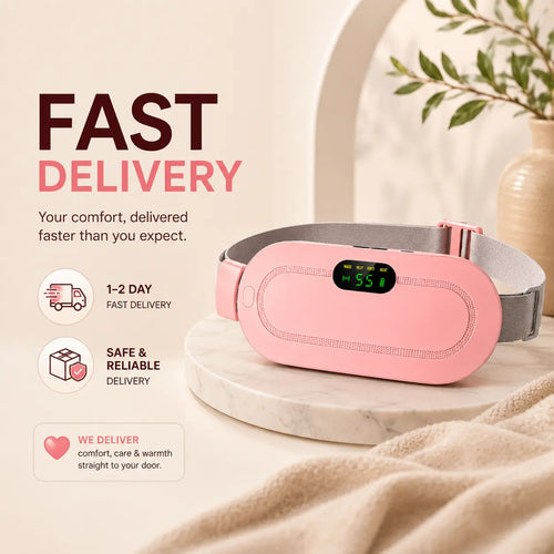 Cordless menstrual heating pad with fast delivery, portable heat therapy device for cramps relief, abdominal pain, and muscle relaxation